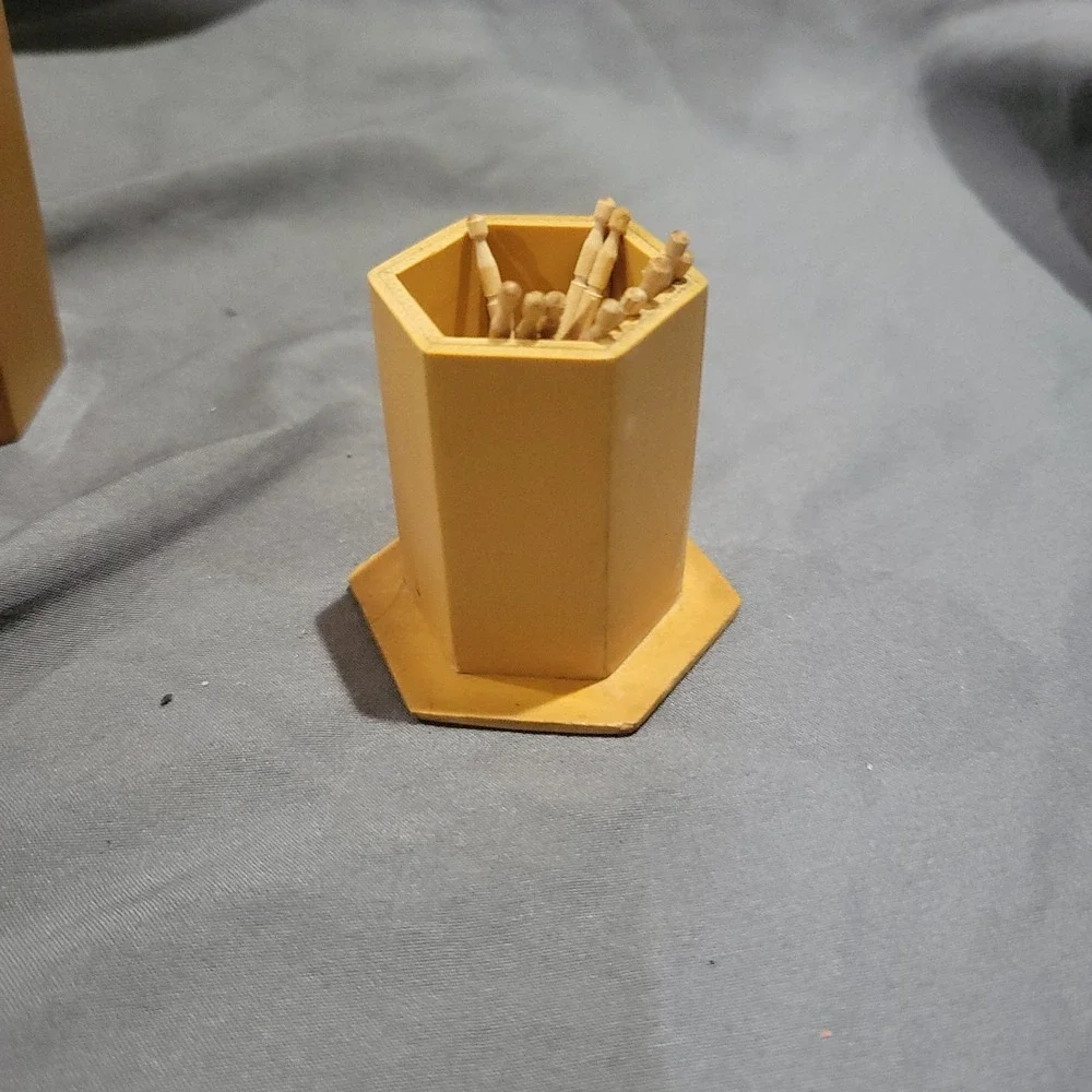 Vintage Handmade Wooden Toothpick Holder Made In China Flowers